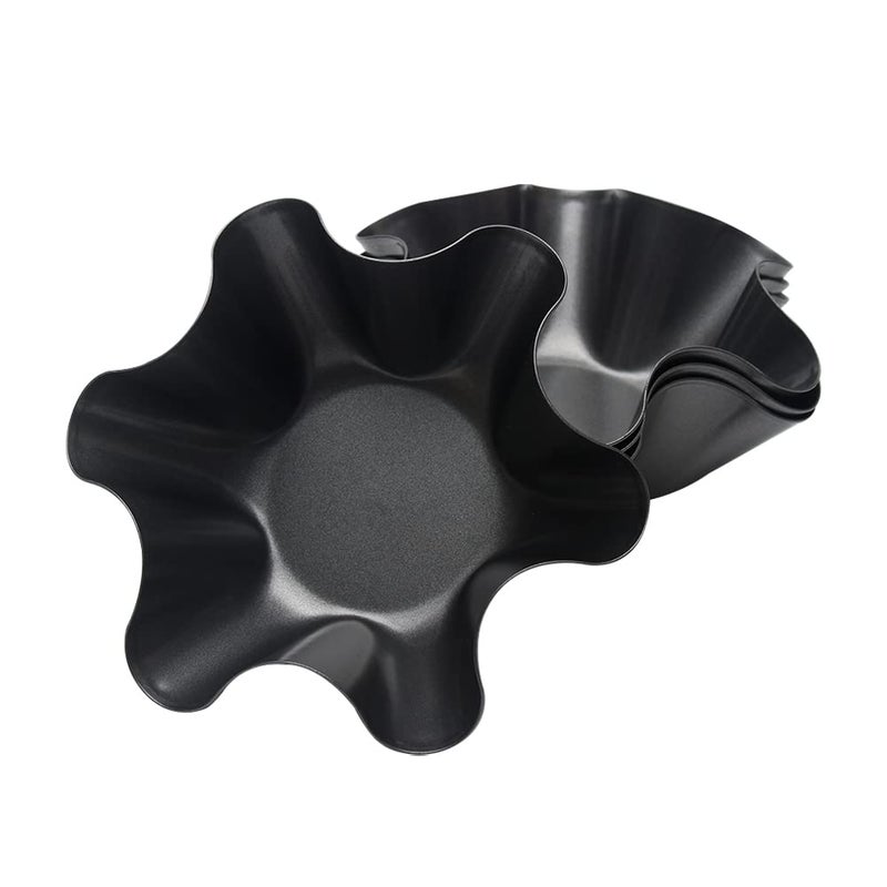 Woopower Non-Stick Fluted Tortilla Shell Maker Extra Thick Steel Taco Salad Bowl Pans, Non-Stick Carbon Steel, Set of 4 Tostada Bakers - Image 3